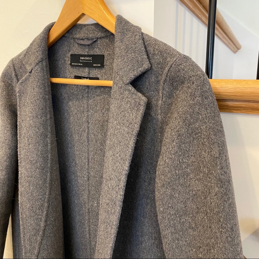 Zara wool midi coat light gray XS